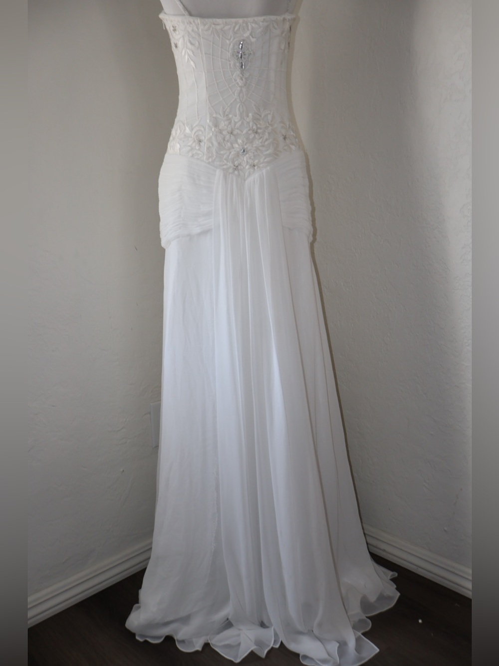 sue wong ivory beaded corset evening gown vintage y2k dress size 2 - Picture 12 of 17